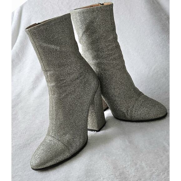 DRIES VAN NOTEN Runway moda operandi silver glitter boots $725 I-38 US-7 1/2 7.5 - Picture 2 of 16